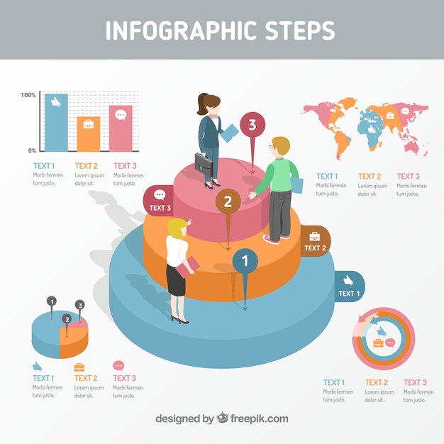 Isometric infographic steps