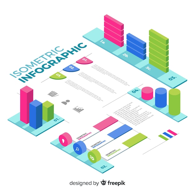 Free vector isometric infographics element collection