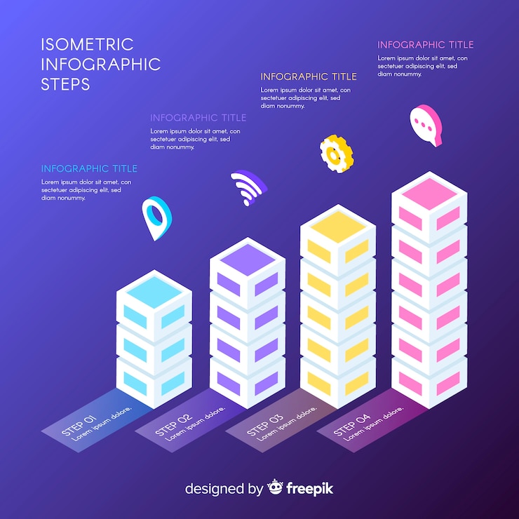 Free Vector isometric infographics steps background