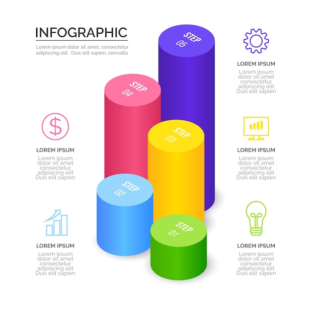 Isometric infographics template concept