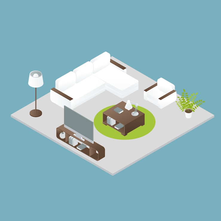 Free Vector isometric interior design