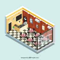 Free vector isometric interior restaurant