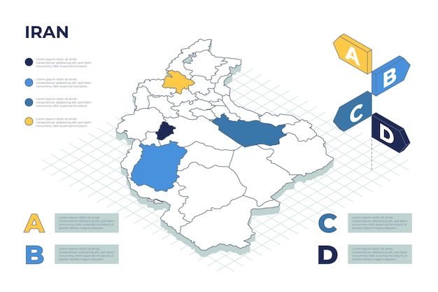 Isometric iran map infographics