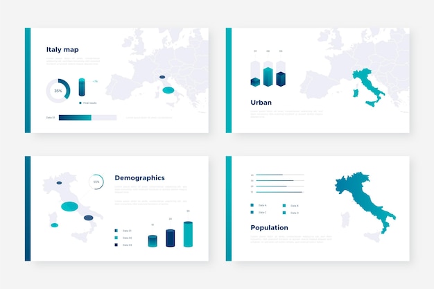 Vettore gratuito mappa isometrica italia infografica