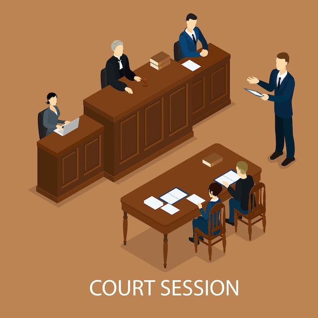 Free vector isometric judicial session concept