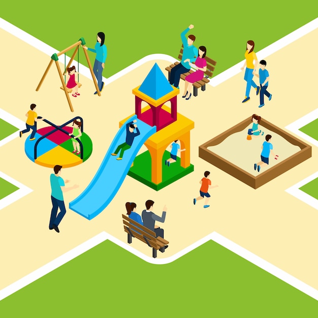 Free vector isometric kids playground