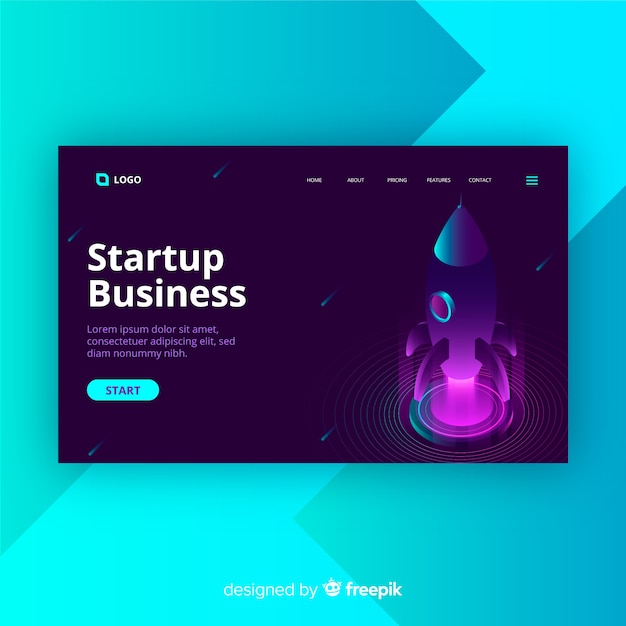 Free vector isometric landing page