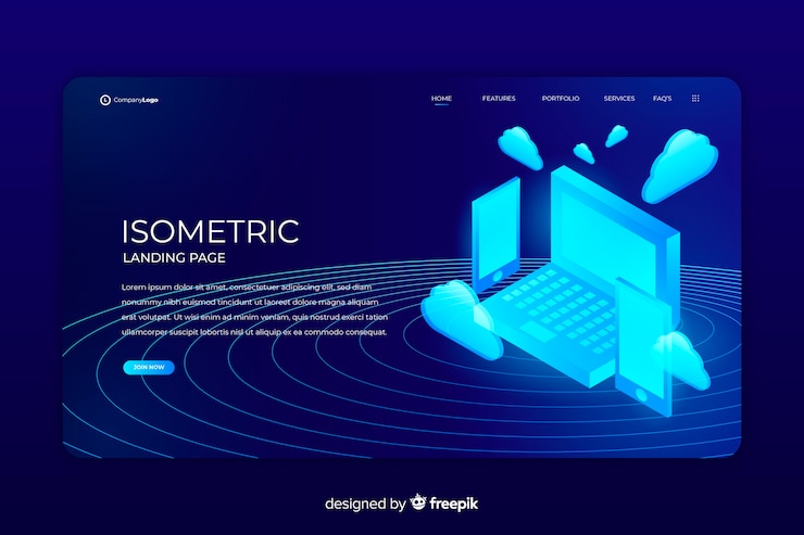 무료 Vector 아이소 메트릭 방문 페이지
