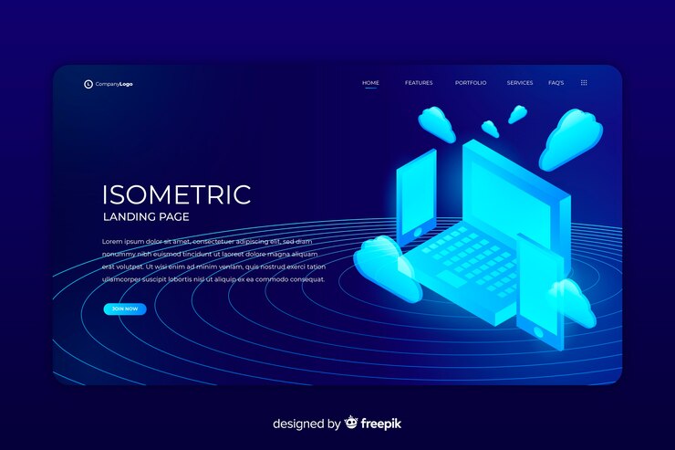 무료 Vector 아이소 메트릭 방문 페이지