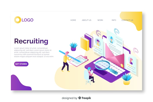 Free vector isometric landing page