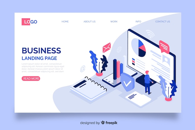 Free vector isometric landing page