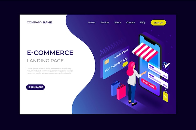 Free vector isometric landing page