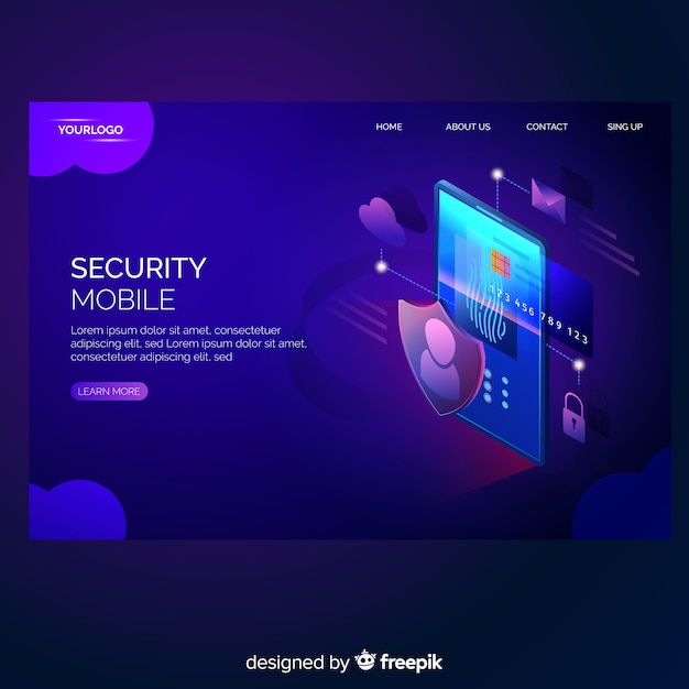 Free vector isometric landing page