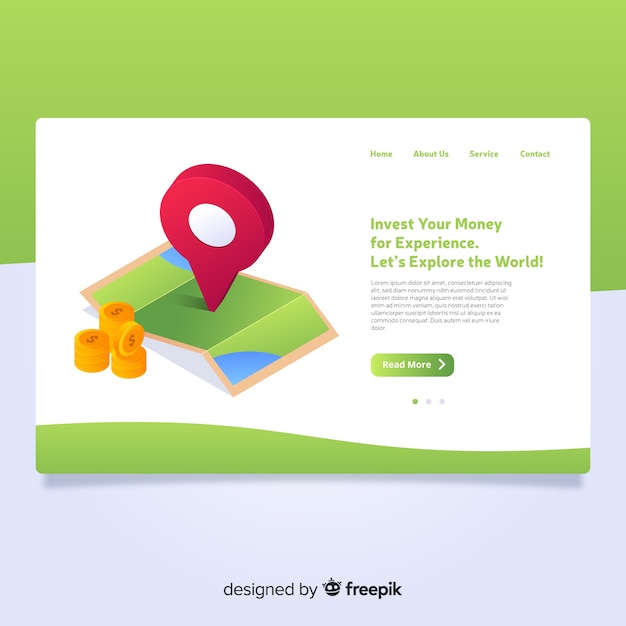 Free vector isometric landing page