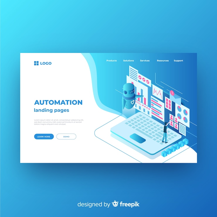 Free Vector isometric landing page