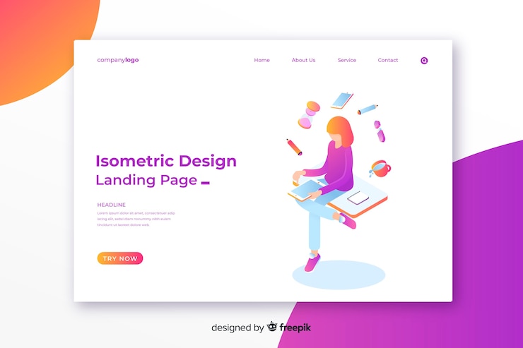 Free Vector isometric landing page