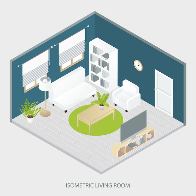 Free vector isometric living room