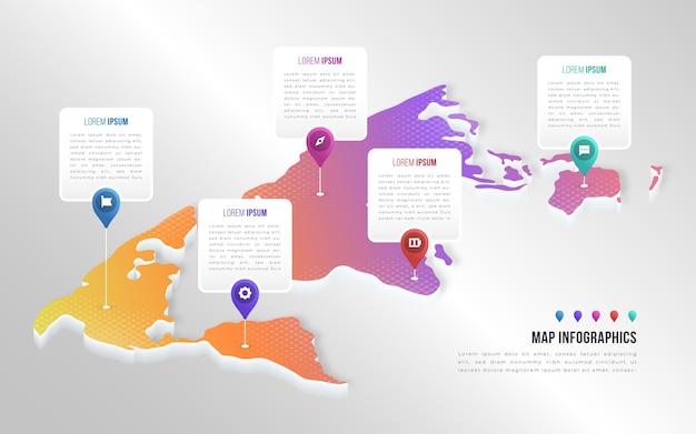 Vettore gratuito concetto di infografica mappe isometriche