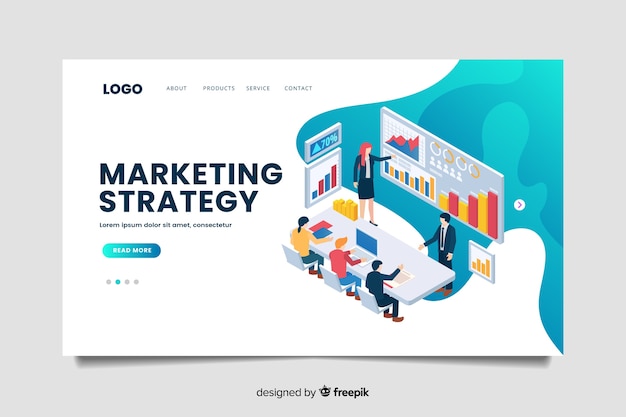 Isometric marketing landing page template