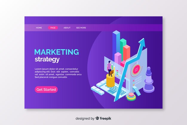 Isometric marketing landing page template