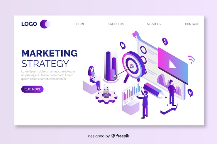 Free Vector isometric marketing landing page template