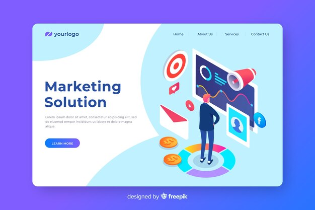 Isometric marketing landing page