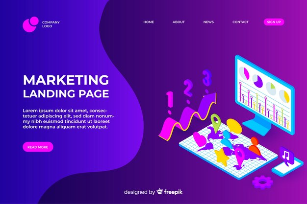 Isometric marketing landing page