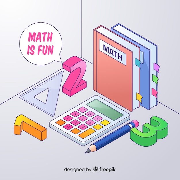 Free vector isometric math elements background