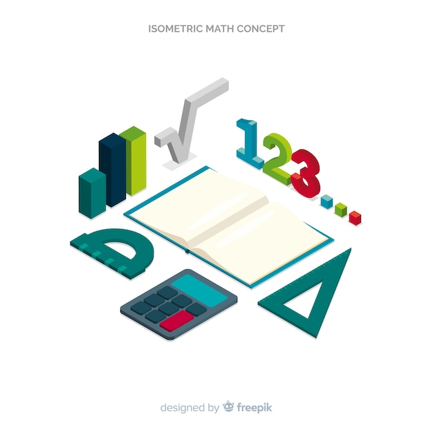 Free vector isometric math elements background