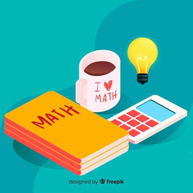 Free vector isometric math elements background