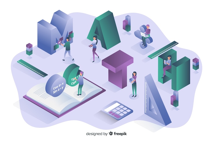 Free Vector isometric maths elements background