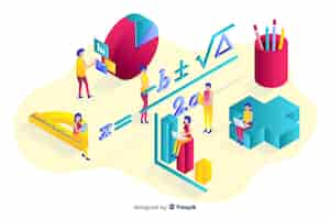 Free vector isometric maths elements background