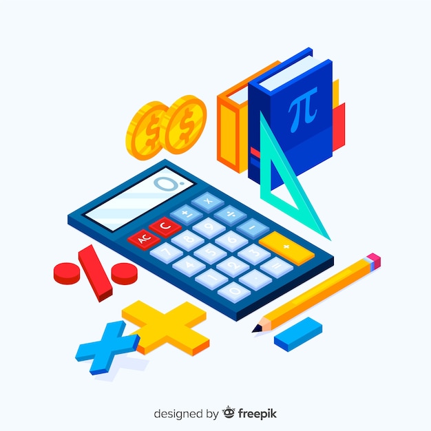 Free vector isometric maths material background