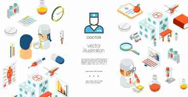 Free vector isometric medical care template