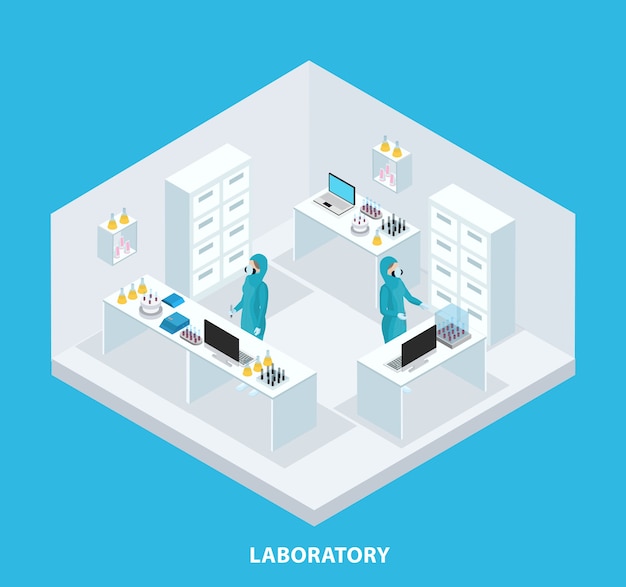 Free vector isometric medical research concept