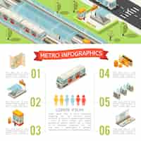 Free vector isometric metro infographic concept