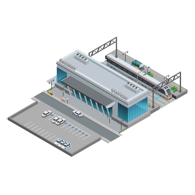 Isometric Miniature Of Railway Station