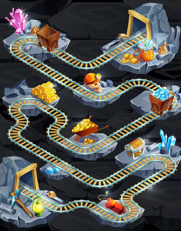 Free Vector isometric mining game level template