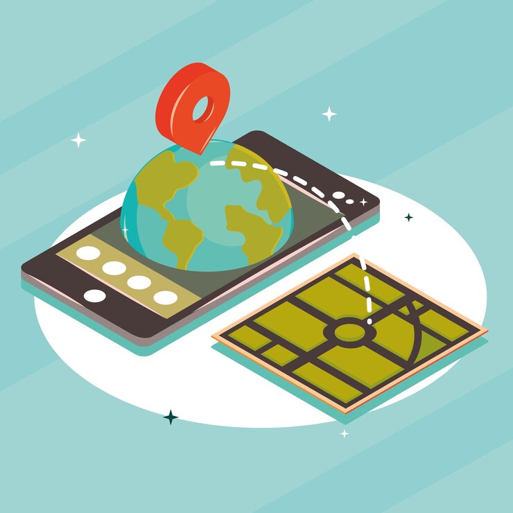 Free Vector isometric mobile navigation maps