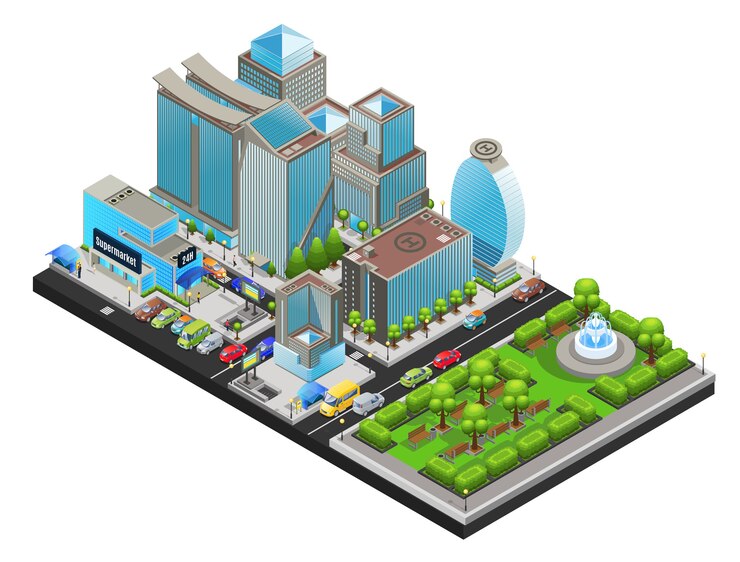 Free Vector isometric modern cityscape template