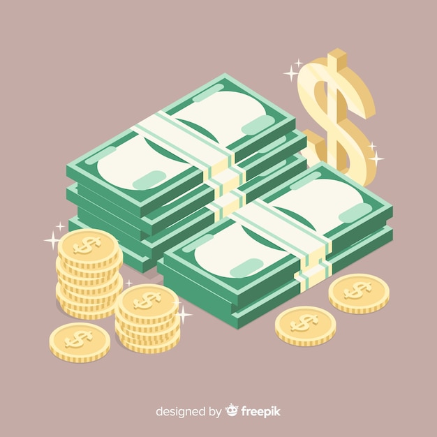 Free vector isometric money background