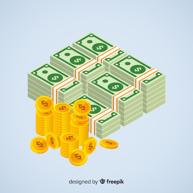 Free vector isometric money background