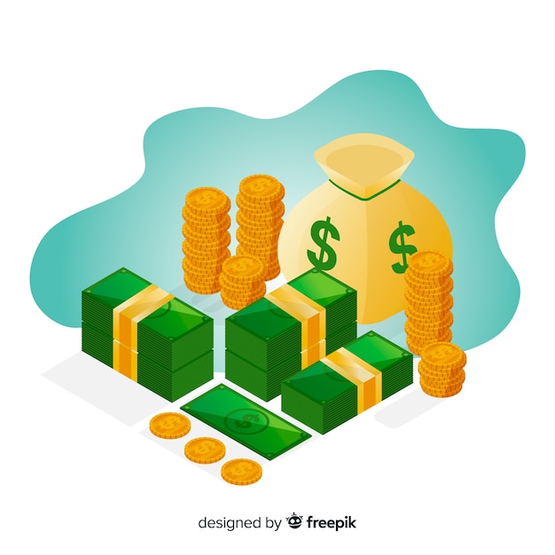 Isometric money saving concept background