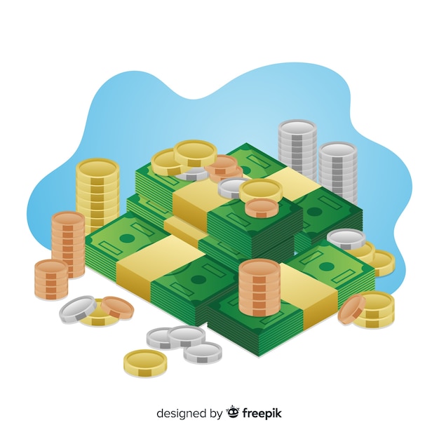 Free vector isometric money saving concept background