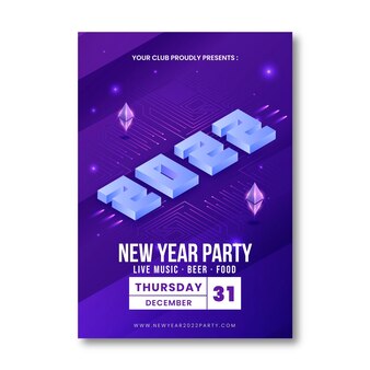 Isometric new year vertical poster template