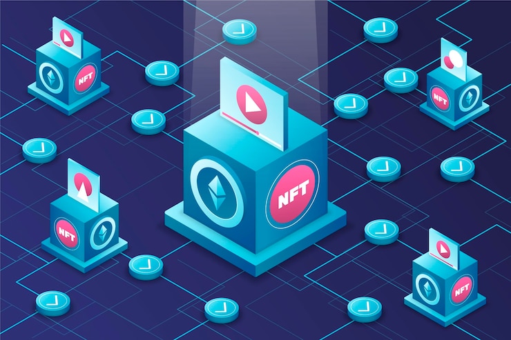 Free Vector isometric non-fungible tokens