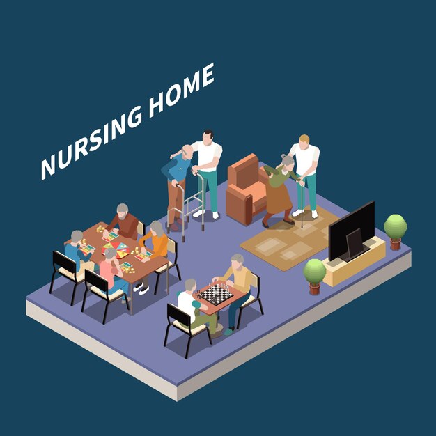 Isometric nursing home illustration