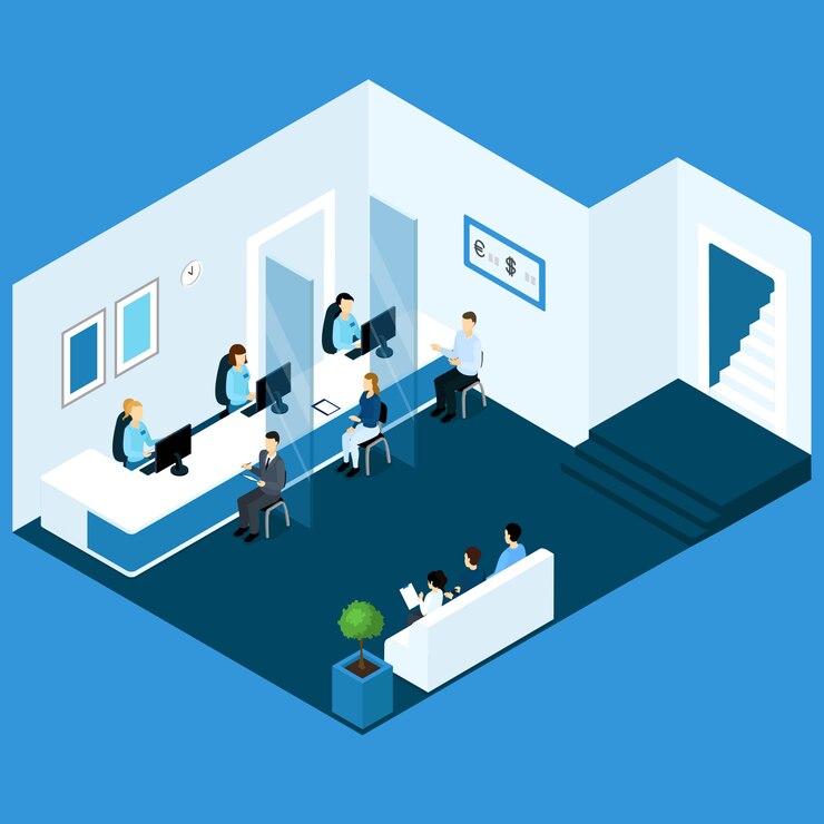 Free Vector isometric office banking composition