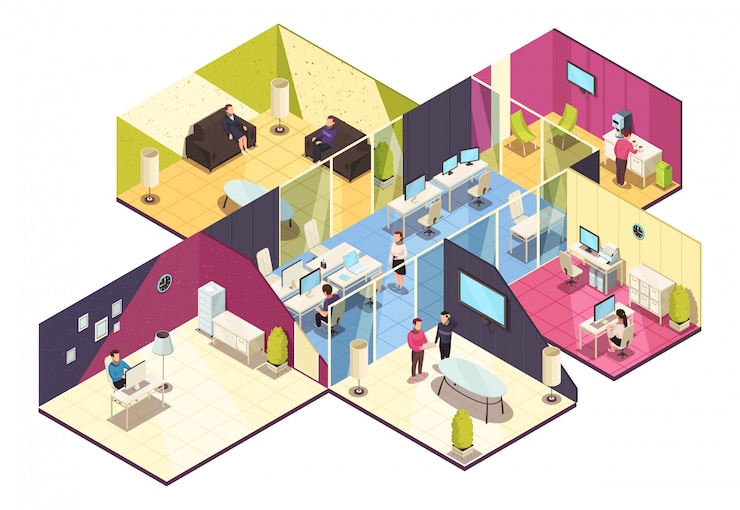 Free Vector isometric office building interior