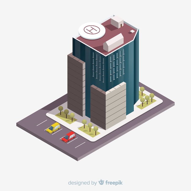 Free vector isometric office building